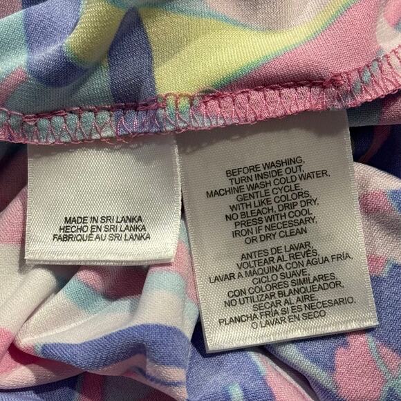 Pappagallo Dress Bell Sleeve Coastal Preppy Tropical Retro Bright Bold Medium - Picture 4 of 7